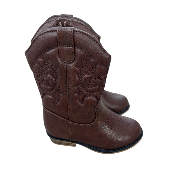 Toddler Girls' Memphis Western Boots Cat & Jack Cognac 7T Mid Calf - Picture 1 of 9